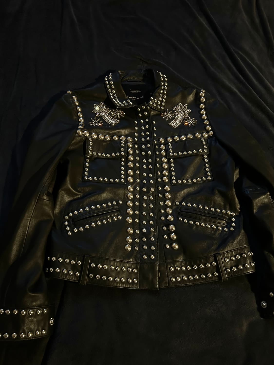 Sheep Skin Leather Line Stud Jacket 상품이미지4