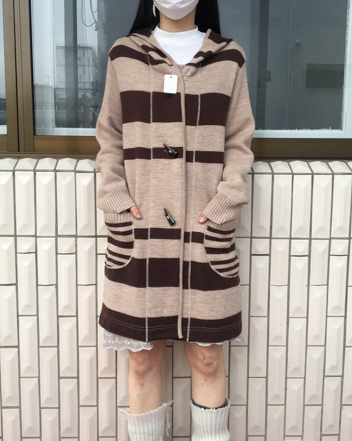 Stripe pattern point hood coat 상품이미지7