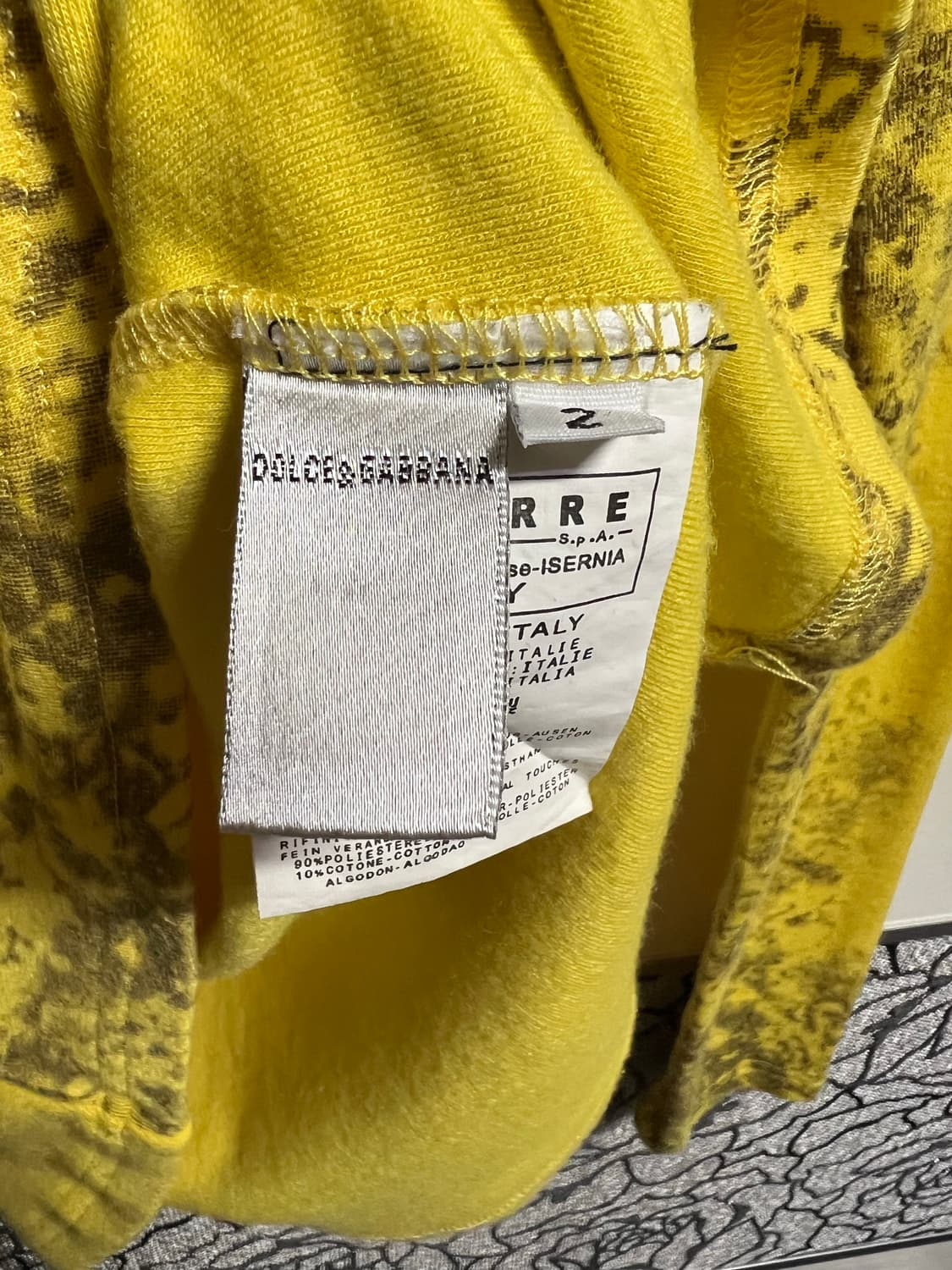 Y2k D&G 옐로우 프린팅 긴팔 티셔츠 상품이미지6