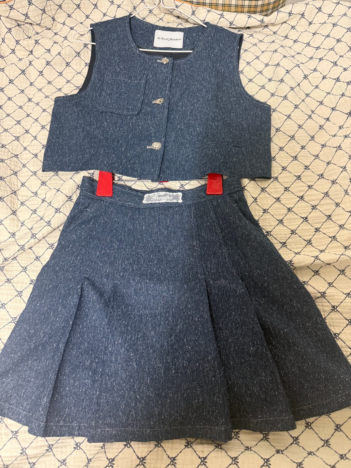 쎄무아듀 데님 투피스 세트 ! 베스트와 스커트 입니당!판매합니다 ㅎ 상품이미지1