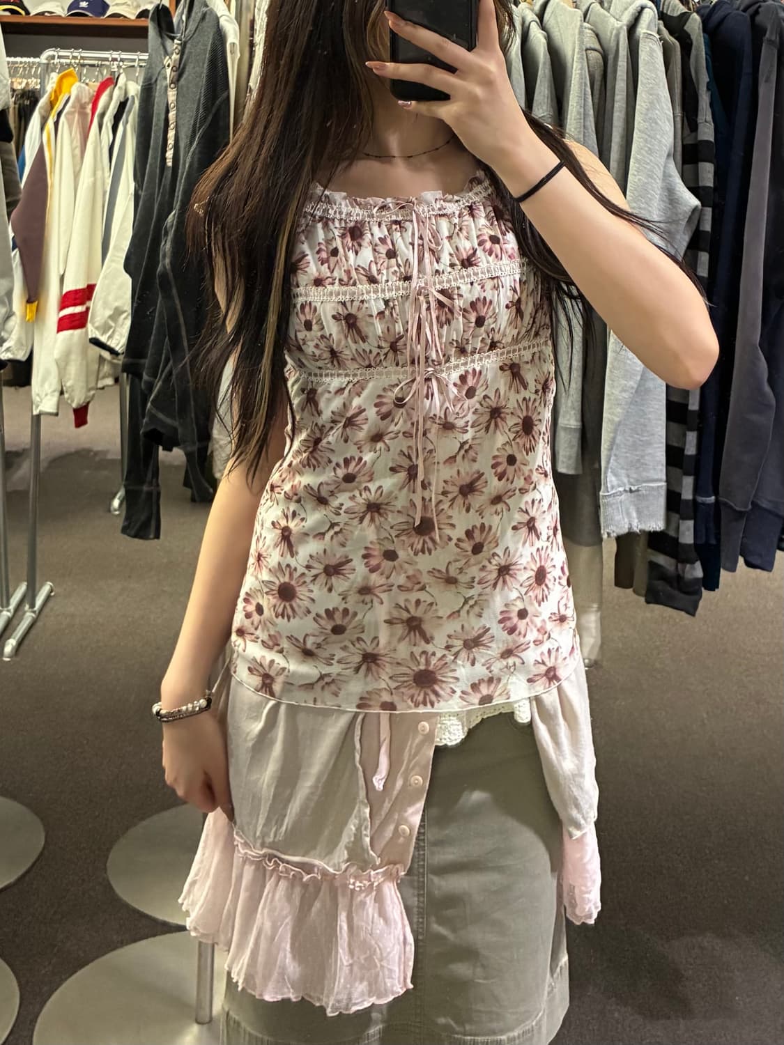 M)Japanese vintage 여성 플라워 패턴 레이스 블라우스 상품이미지1