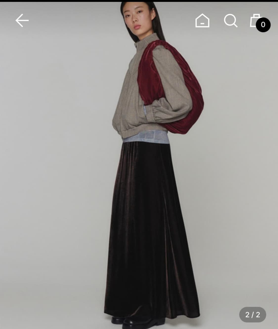 아모멘토 벨벳스커트 브라운 상품이미지1