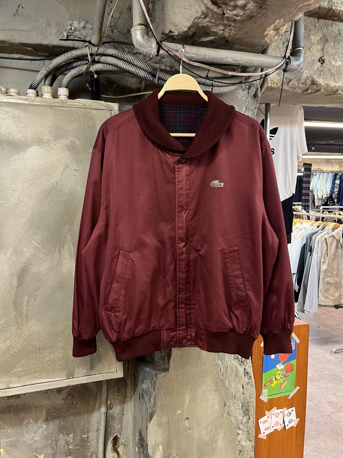 라코스테 리버시블 체크 블루종 자켓 버건디 110 #csz2371 상품이미지2