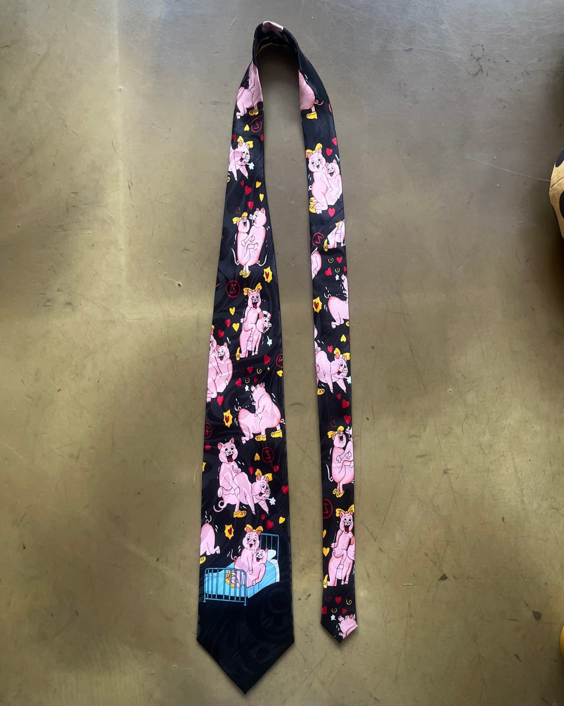 80s Kamasutra Pig Print Italian Neck-tie 상품이미지2