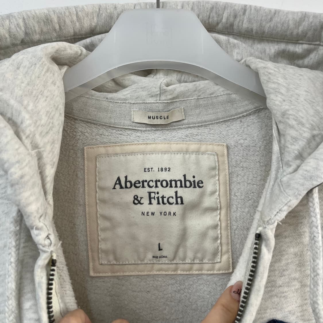 아베크롬비 자수로고 오트밀 후드집업 상품이미지5