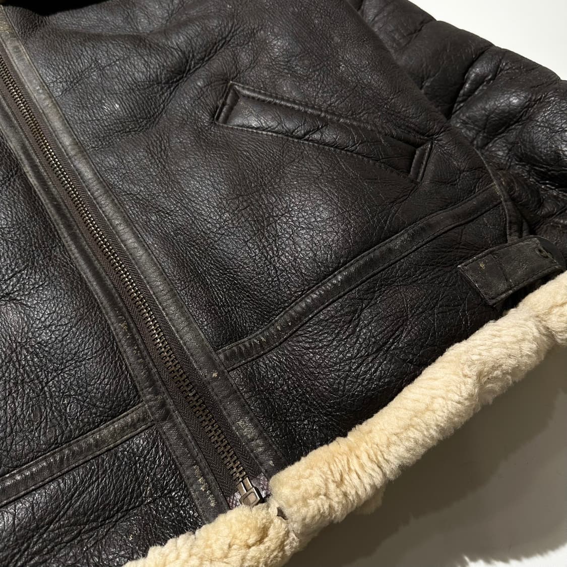 USAF 미공군 오리지널 B-3 램스킨 시어링 무스탕 봄버 자켓 상품이미지7