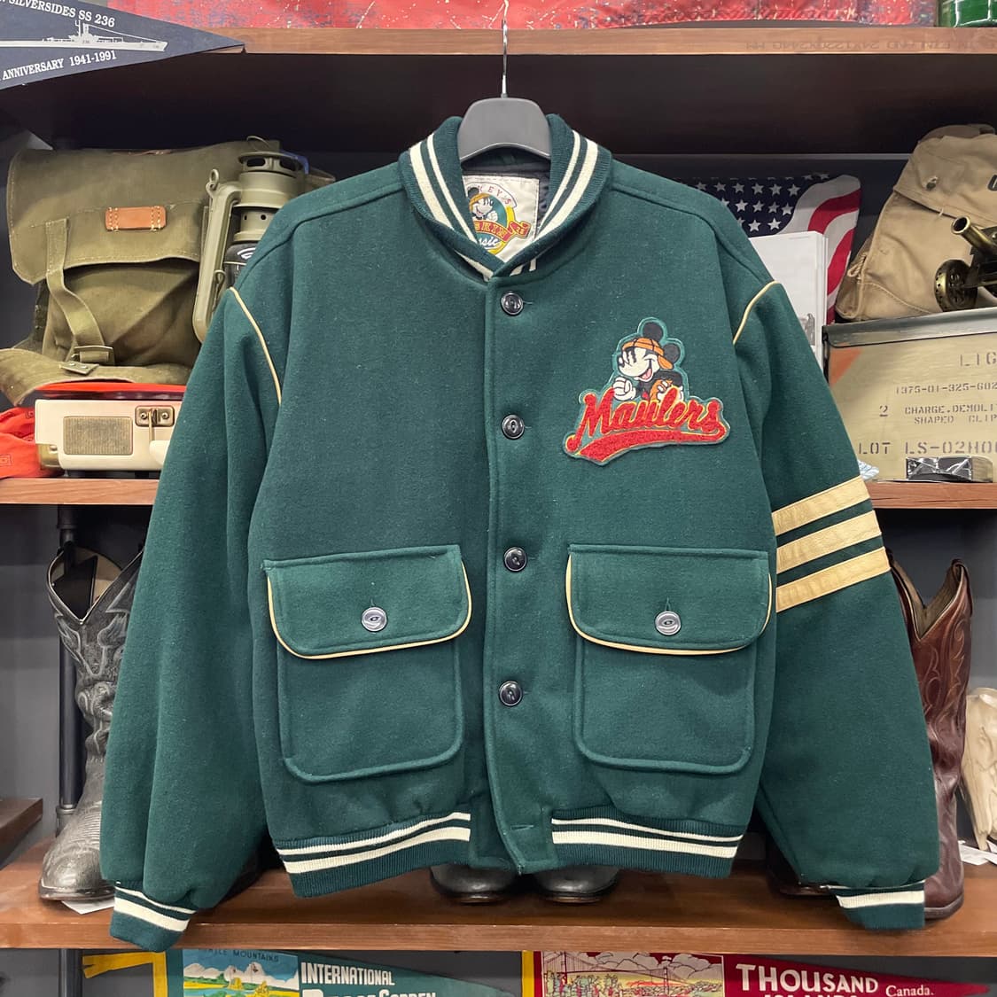 Rare! 90s 디즈니 오리지널 미키마우스 피그스킨 클래식 바시티 자켓 상품이미지2