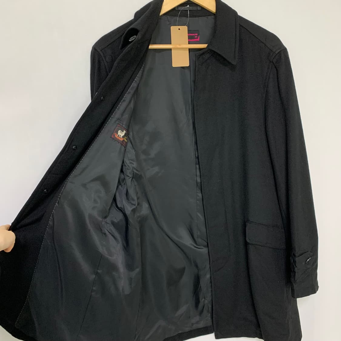 jpn 일본 빈티지 캐시미어 100% 하프 코트 블랙 M 상품이미지3