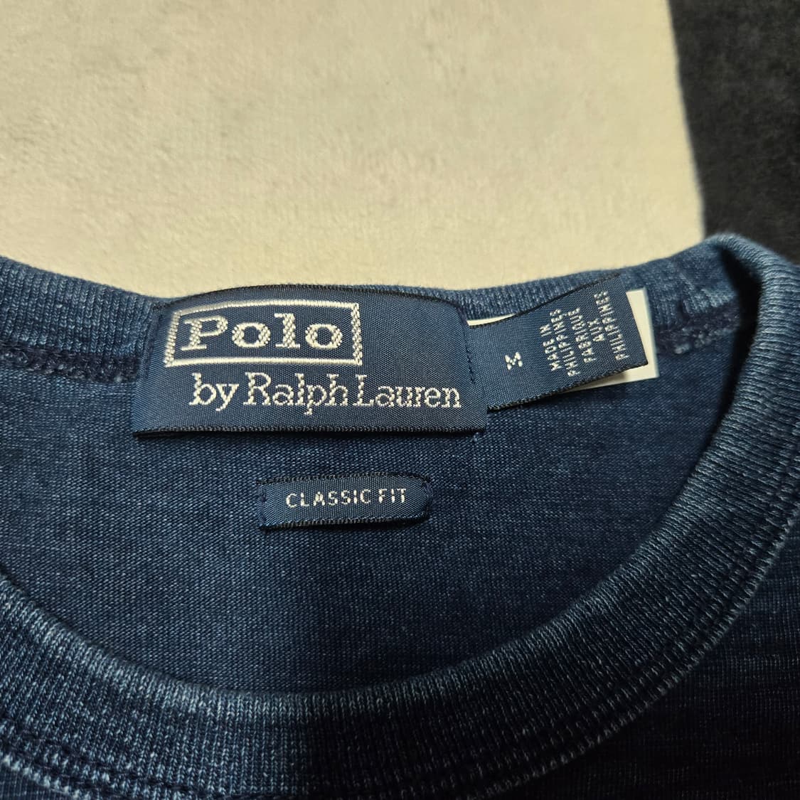 M 폴로랄프로렌 인디고 워싱 엠브로이드 반팔티셔츠 네이비 상품이미지3
