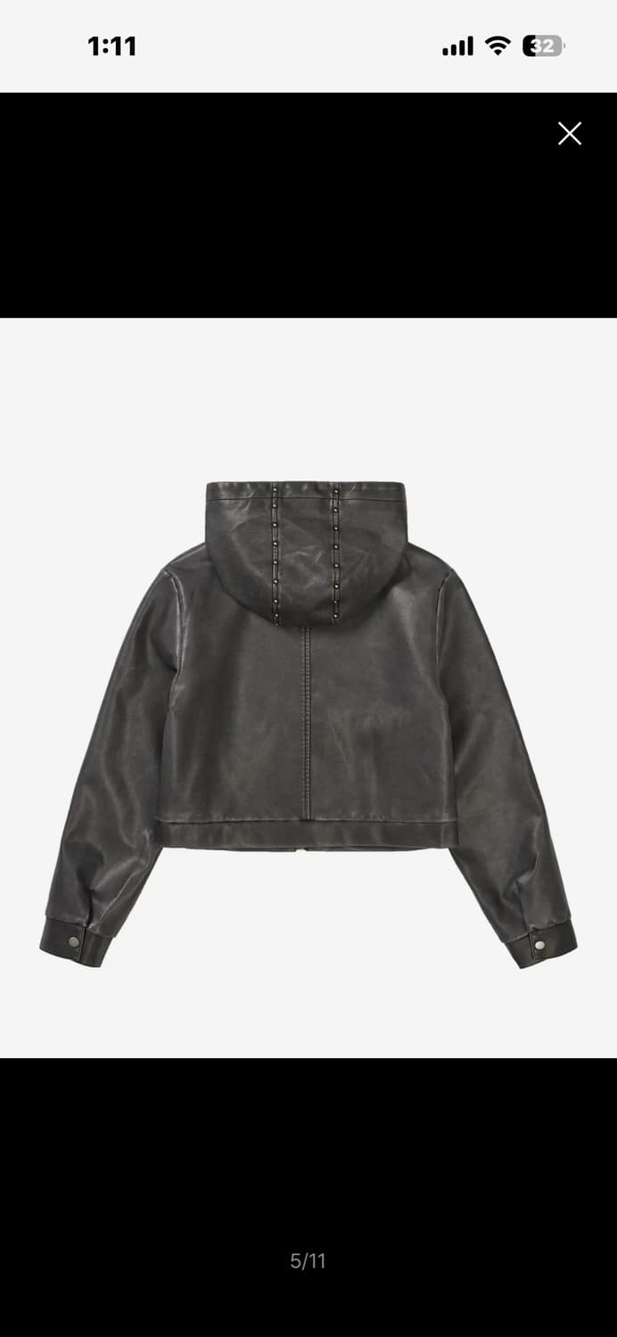 애즈유아 레더 후디 자켓 상품이미지2