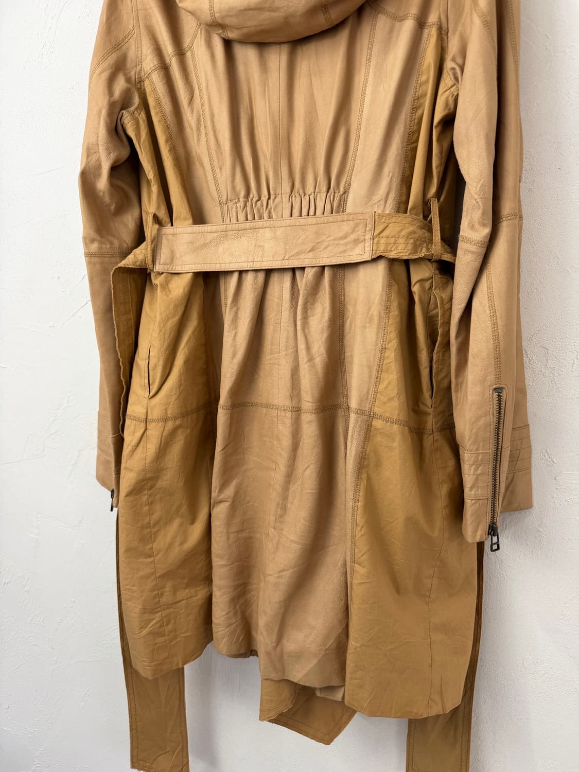 beatrice 고트 레더 믹스드 롱 자켓 상품이미지5