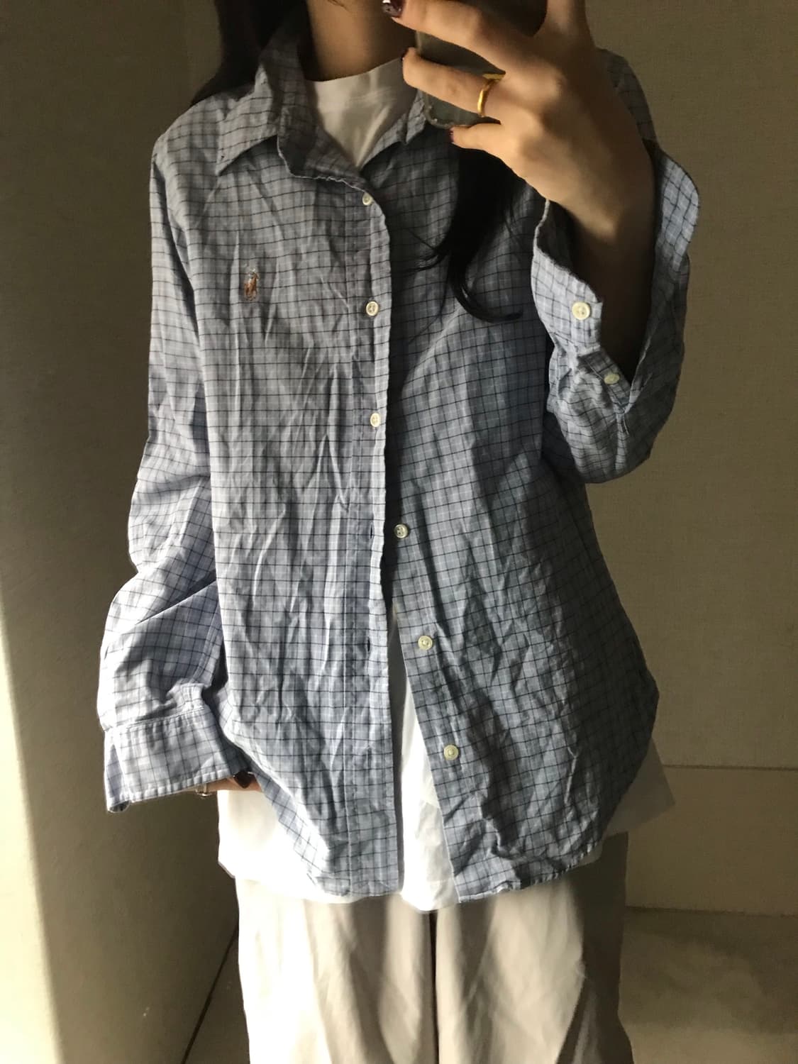 폴로 연하늘 멀티포니 체크셔츠 상품이미지1