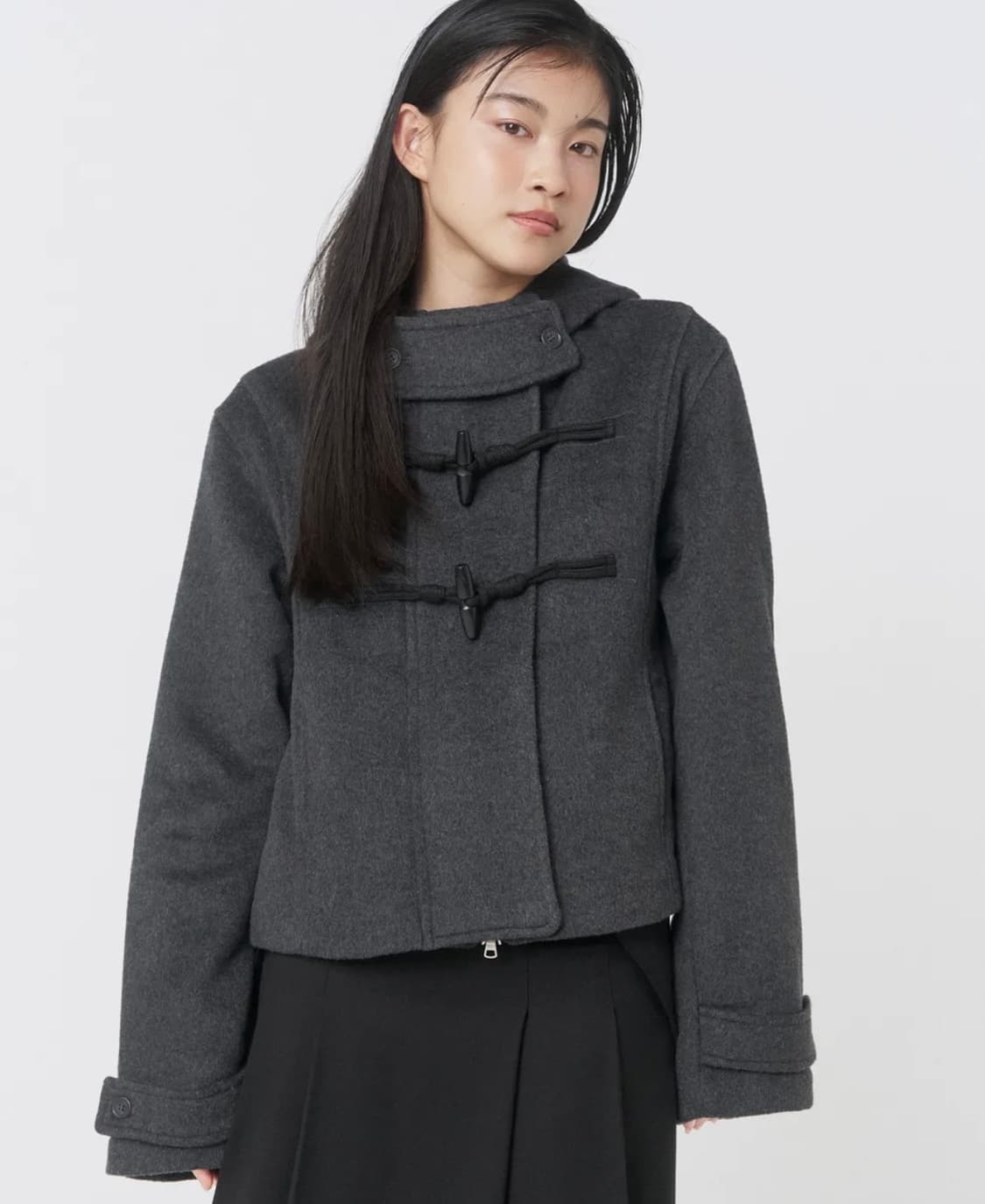 미세키서울 더플 후디 숏 코트 차콜 상품이미지1