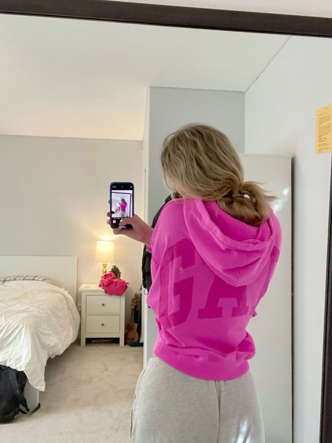 갭 네온핑크 크롭 후드티 상품이미지4