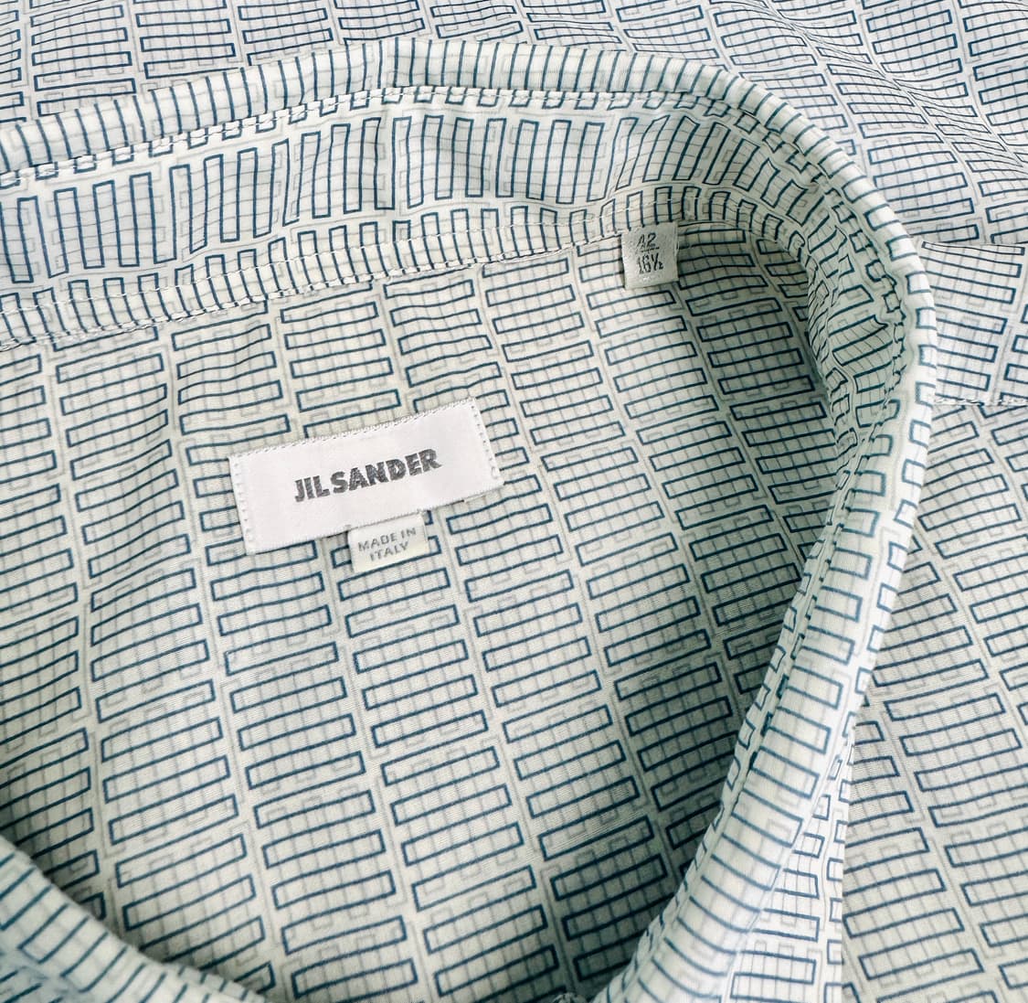 JILSANDER 질샌더 기하학 패턴 에메랄드 반팔 셔츠 42 상품이미지4