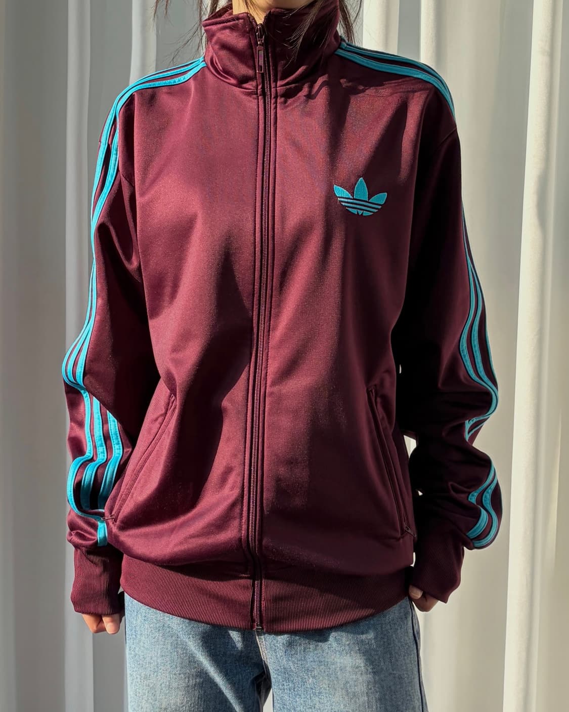 [L]아디다스 구형 파이어버드 버건디 하늘 트랙탑 져지 상품이미지3