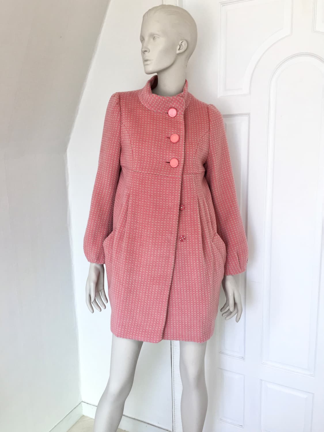 Coral Pink Balloon Silhouette Wool Coat 상품이미지1