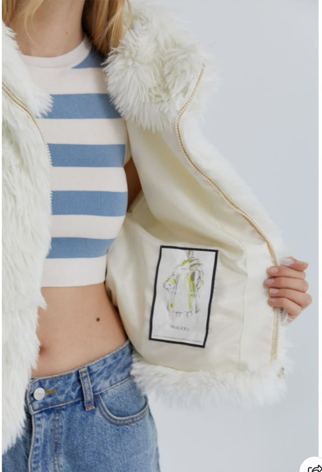 몰리올리 코멜리 퍼 후드 크롭 자켓 아이보리 상품이미지4