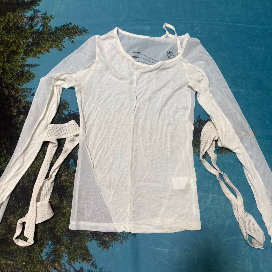 Ojos 오호스 밴디드 메쉬 롱슬리브 화이트 상품이미지1