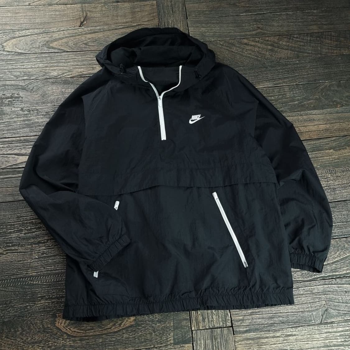 [나이키]로고 자수 후드 아노락 바람막이 자켓 블랙 M18644 상품이미지1