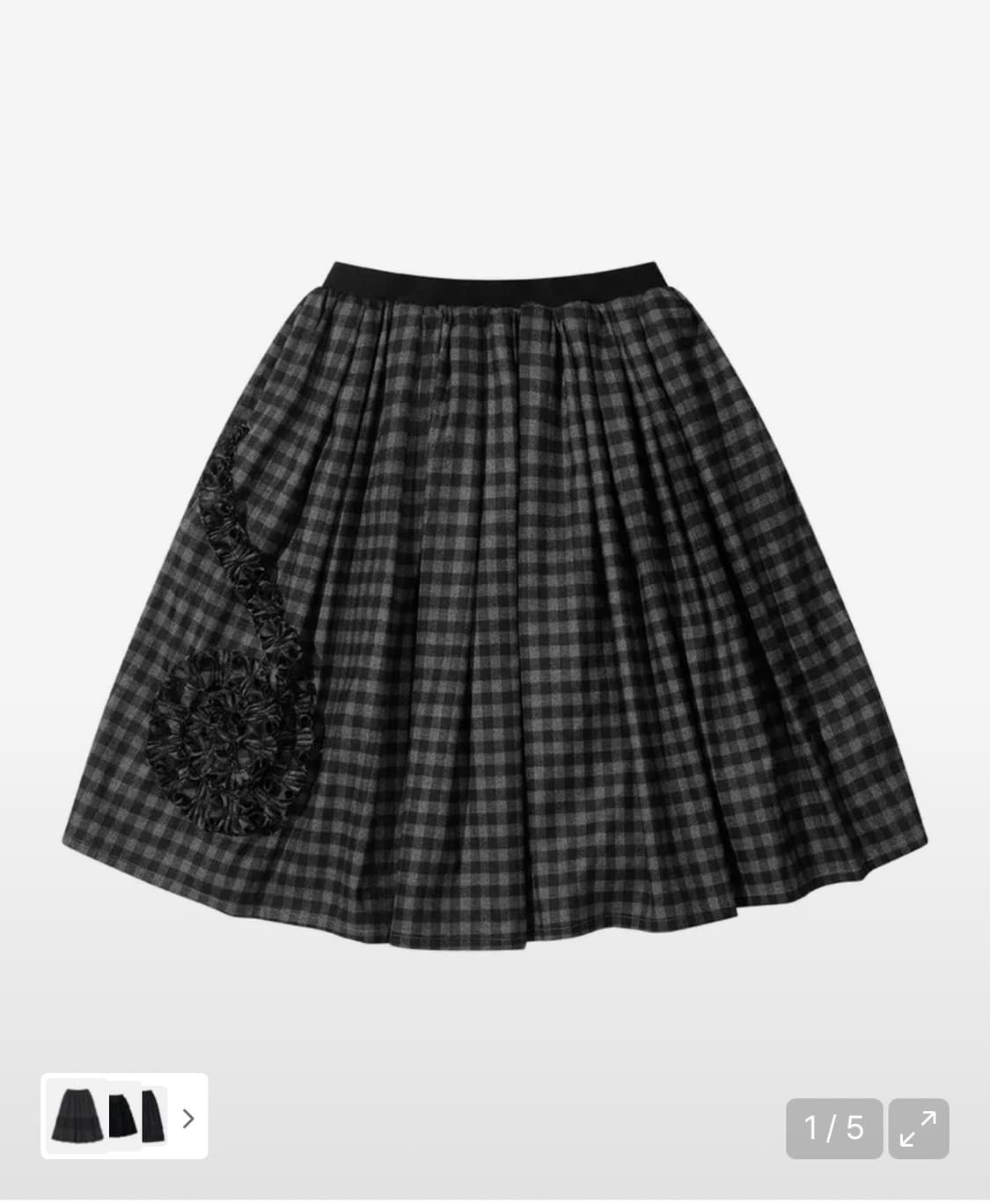 FRILL CHECK BANDING SKIRT (BLACK) 상품이미지1