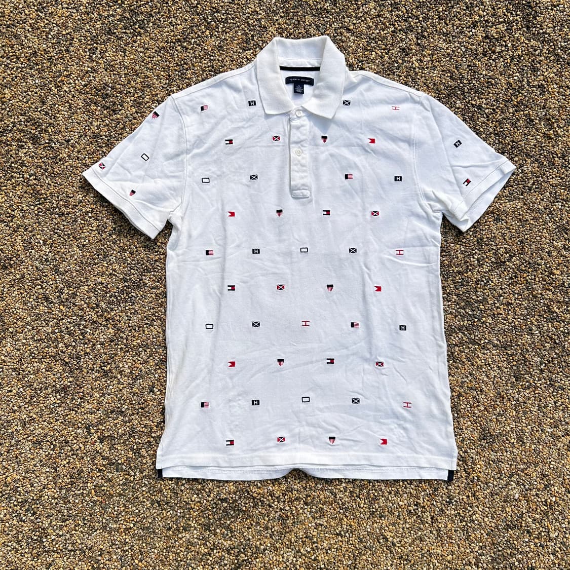 타미힐피거(Tommyhilfiger)화이트 패턴 반팔 카라티 상품이미지1