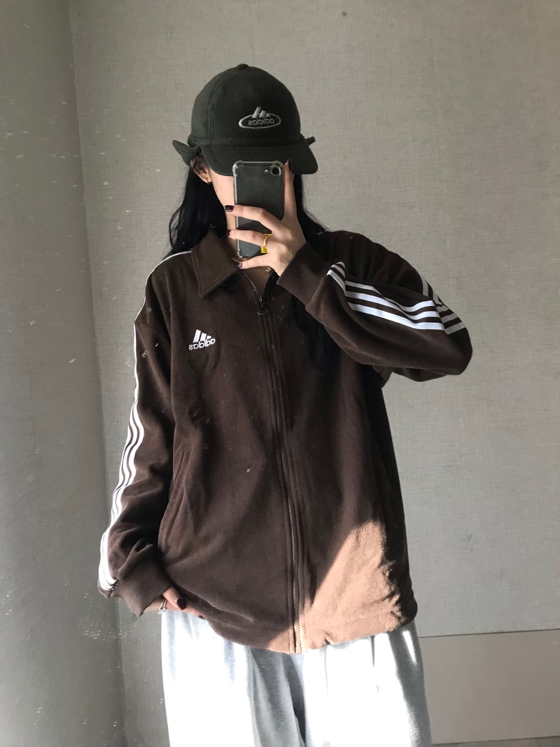 아디다스 90s 브라운 후리스 집업 상품이미지1