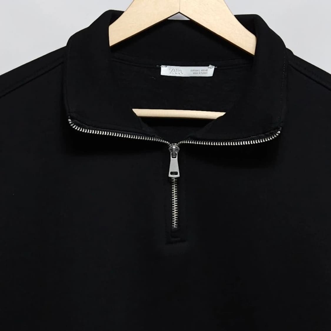 100 ZARA 자라 하프집업 맨투맨 스웻셔츠 플리스기모 블랙 상품이미지2