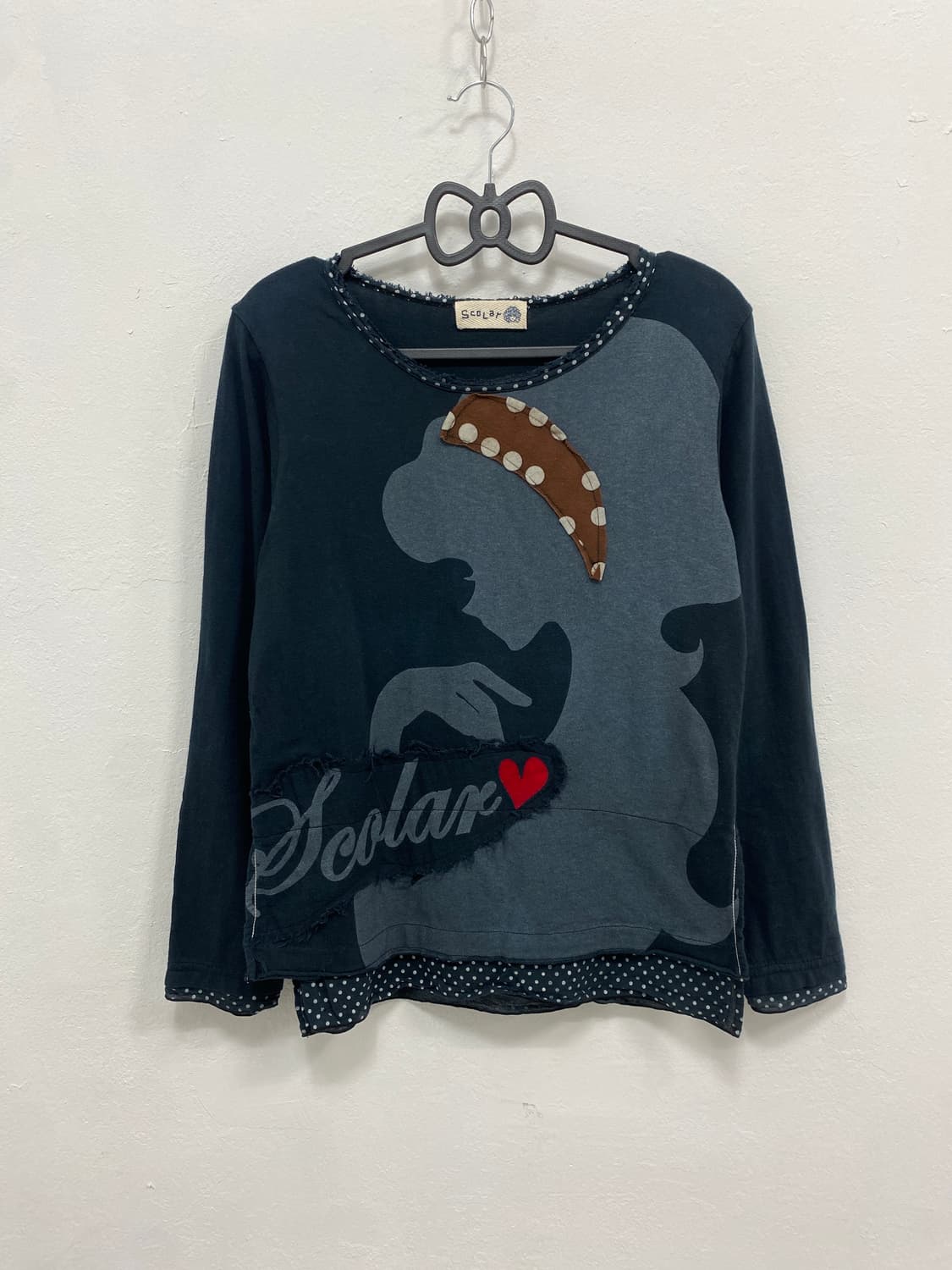 [SCOLAR] 신데렐라 y2k 브라운 도트 롱슬리브 상품이미지3