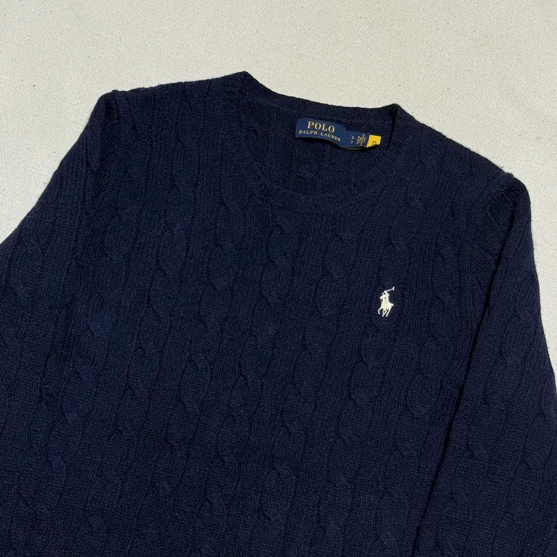 S 폴로랄프로렌 여성용 네이비 캐시미어 케이블 니트 상품이미지1