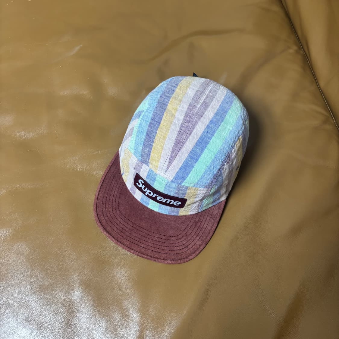 Supreme 슈프림 체크 버건디 캠프캡 모자 Check Burgundy 상품이미지5