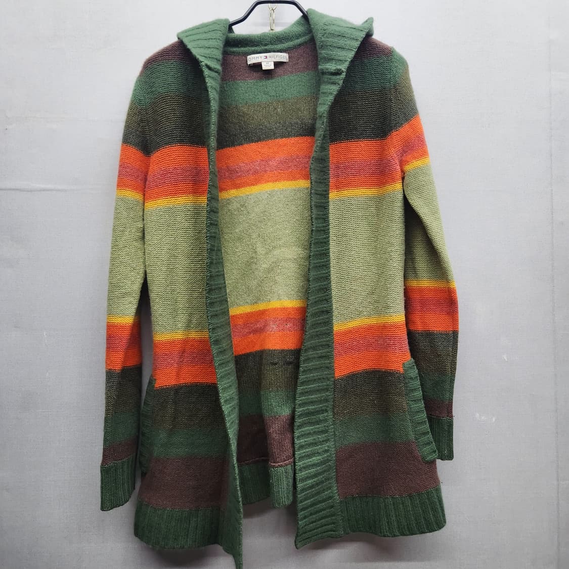 타미힐피거 빈티지 스트라이프 후드 오픈 가디건 M 상품이미지1