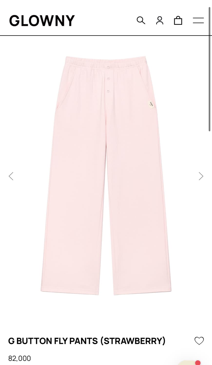 GLOWNY G 글로니 버튼 플라이 팬츠 연핑크 스트로베리 M 상품이미지1