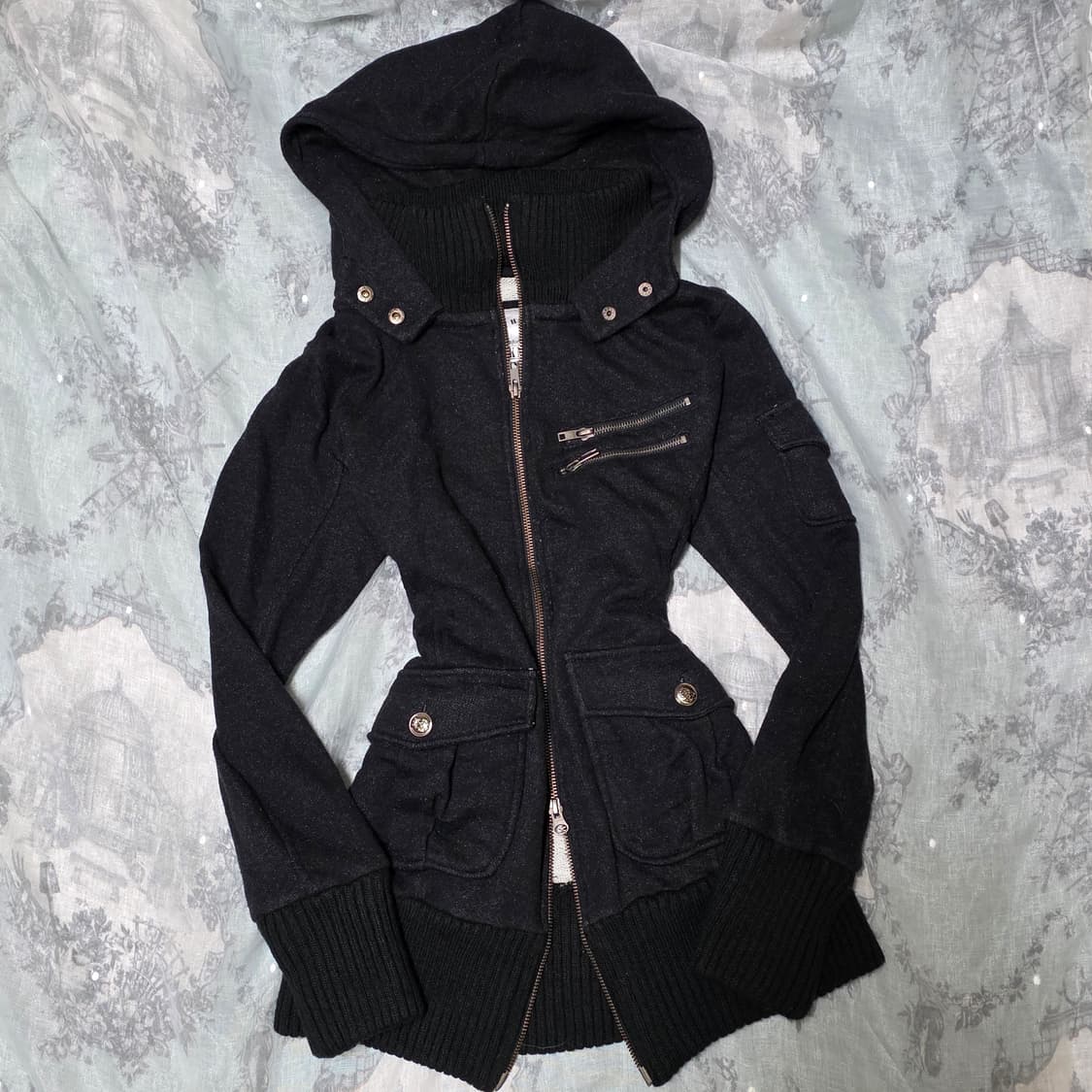 와투케 고스펑크 그런지 셔링 스웻 투웨이 후드 오네갸루 d.i.a깔 상품이미지1