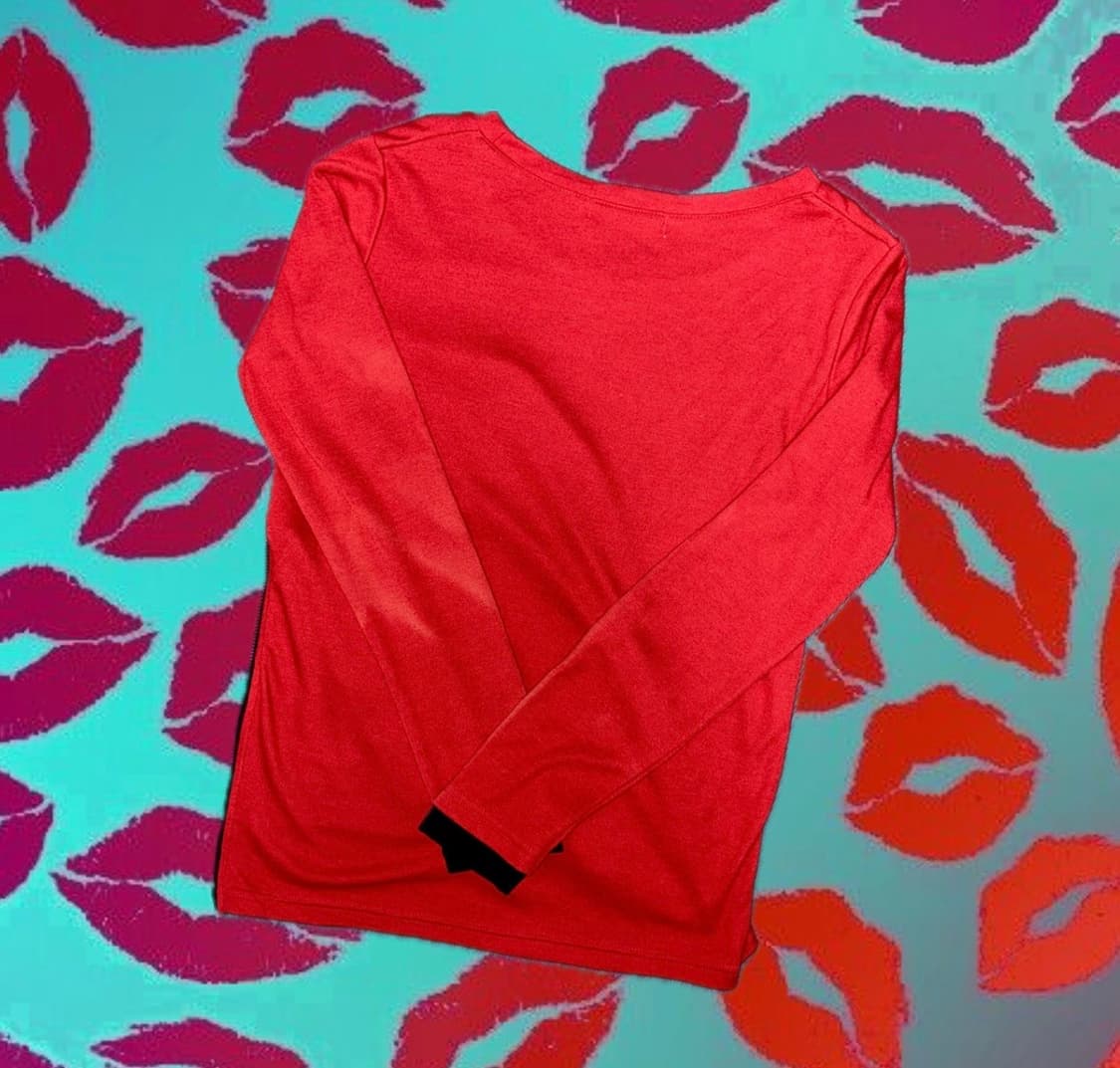 빈티지 갸루 y2k 펑크 레드 호피 레터링 포켓 롱슬리브 상품이미지2