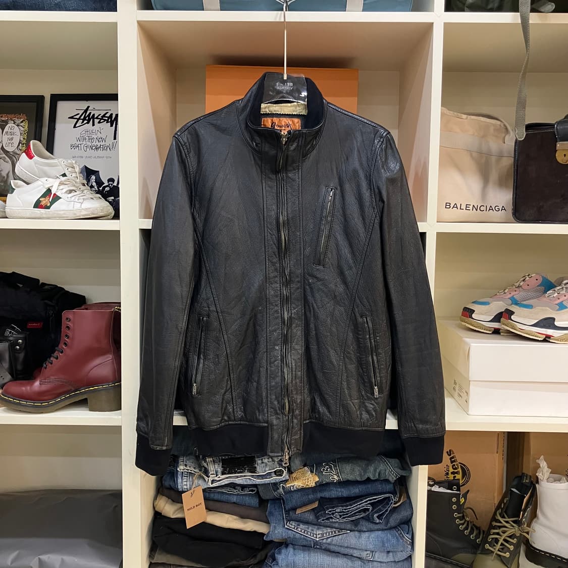 VTG 빈티지 레더 블루종 L 상품이미지1