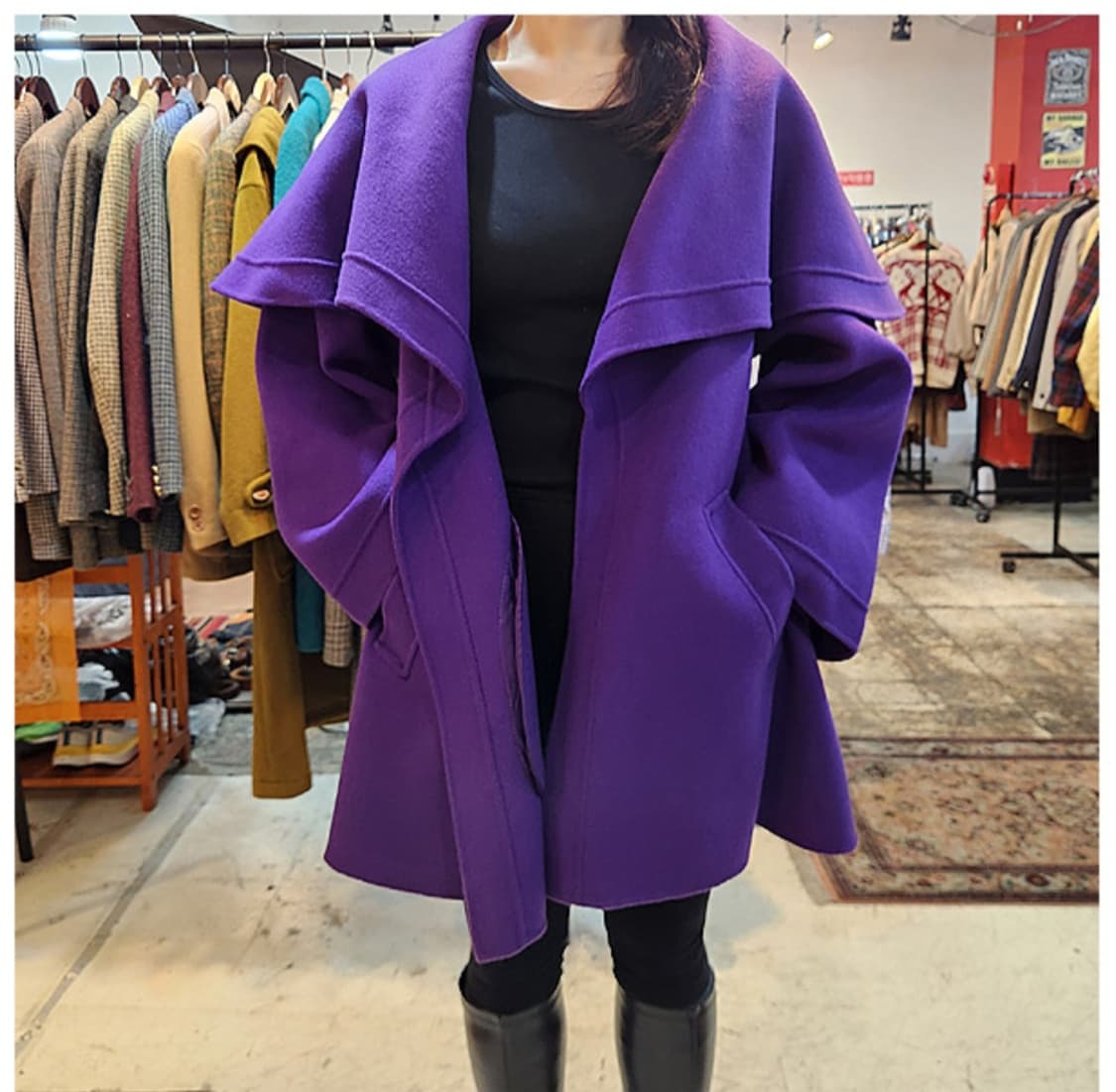 NINA RICCI 니나리치 바이올렛 울 빅 카라 오버핏 코트 상품이미지1