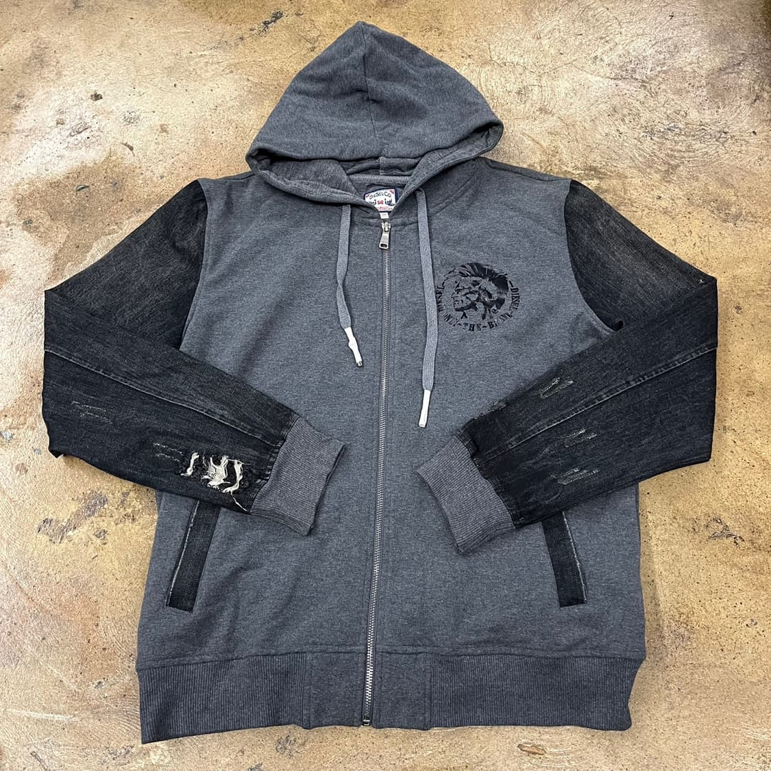 디젤 그레이 데님 후드집업  상품이미지2