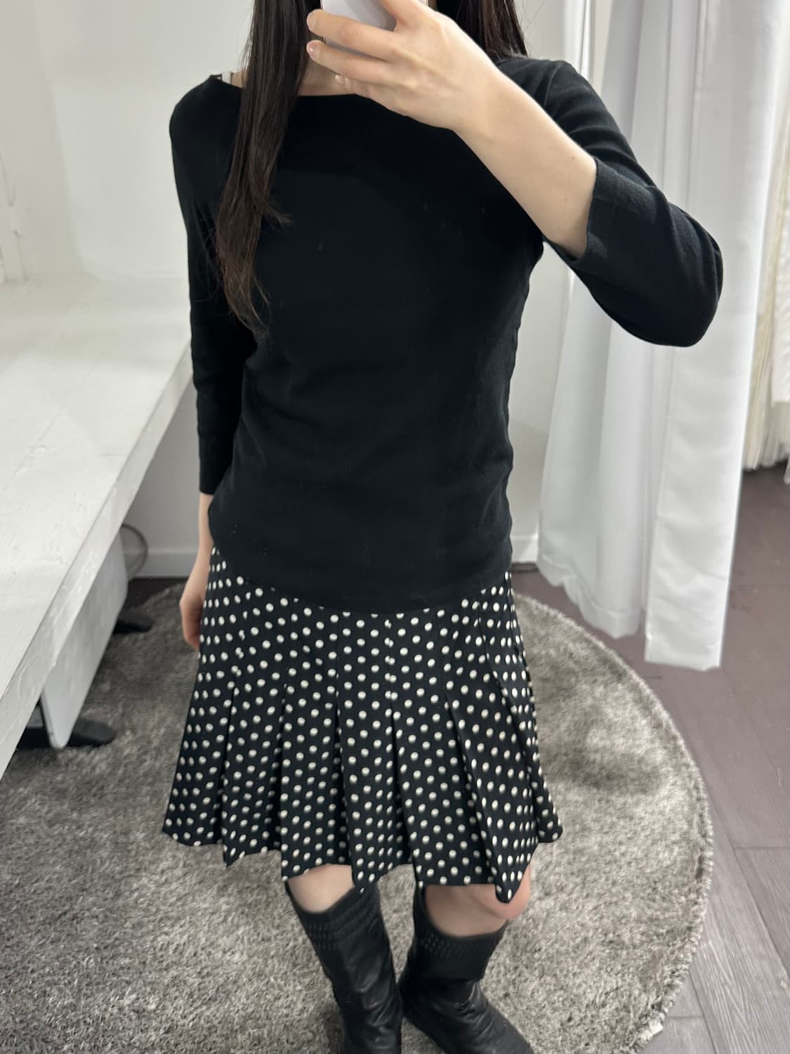 agnes b dot pleats mini skirt 상품이미지2