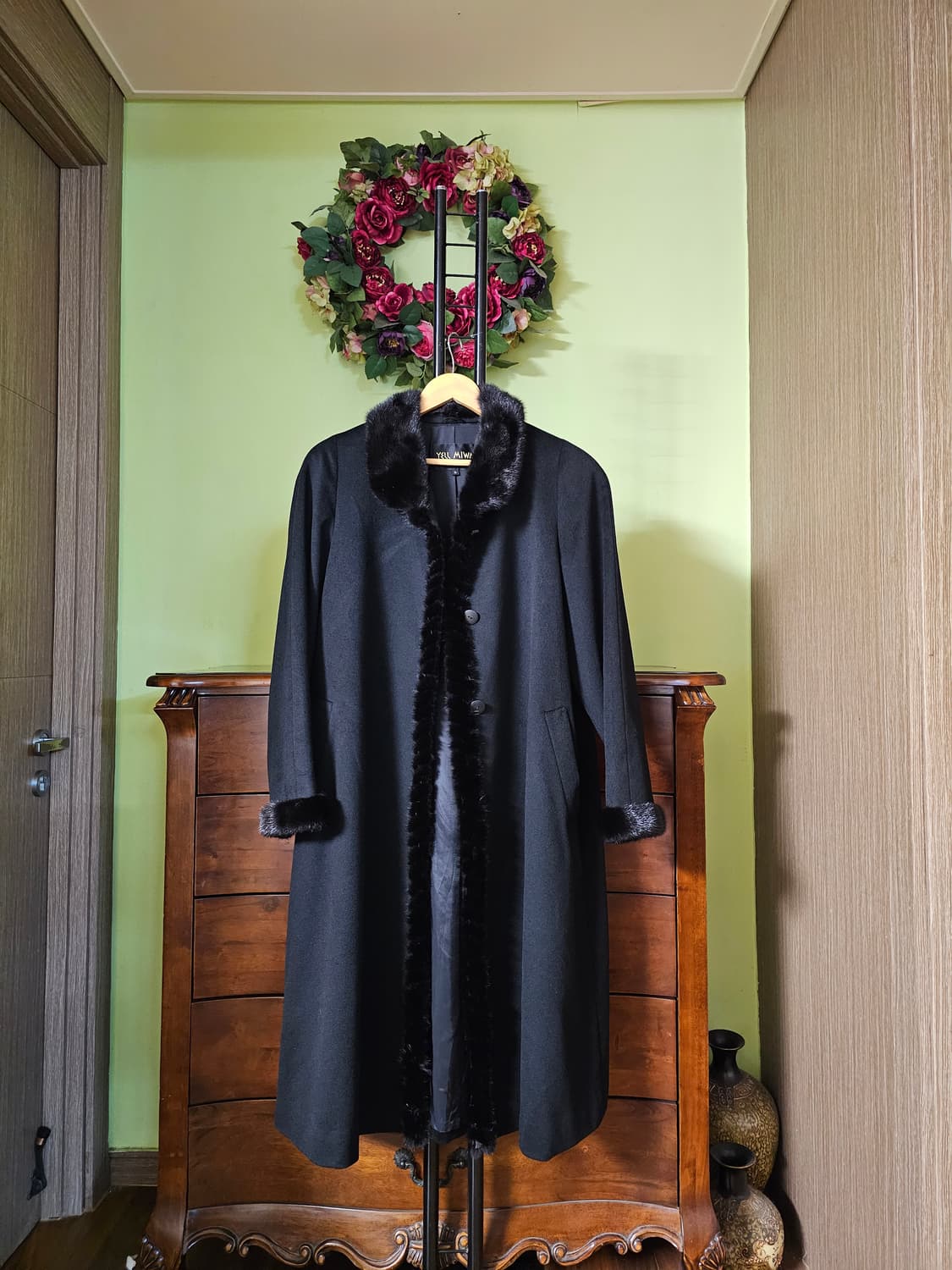 캐시미어100% 밍크배색 코트 상품이미지2