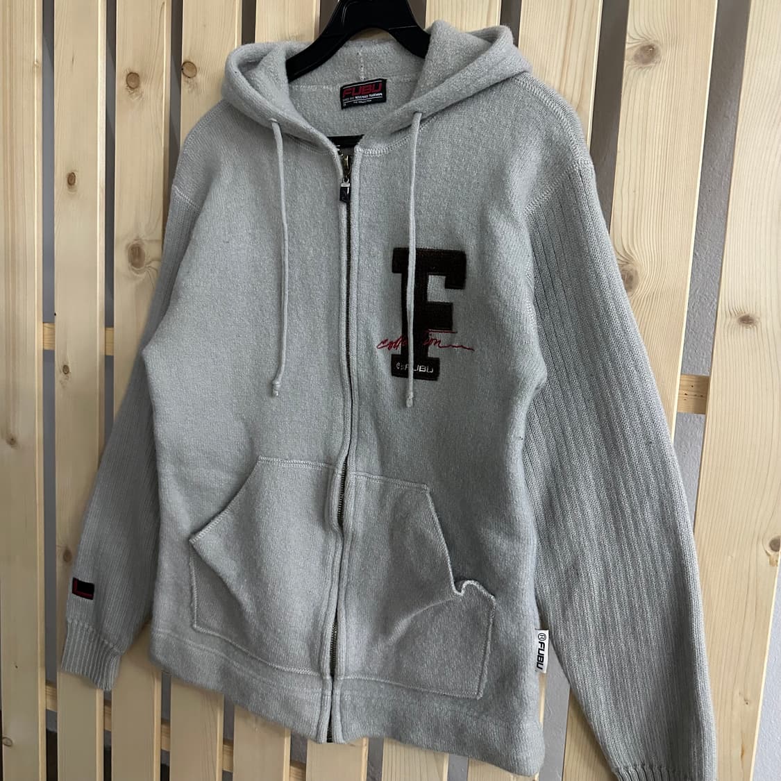 (M) FUBU 후부 푸부 그레이 니트 후드집업 상품이미지2