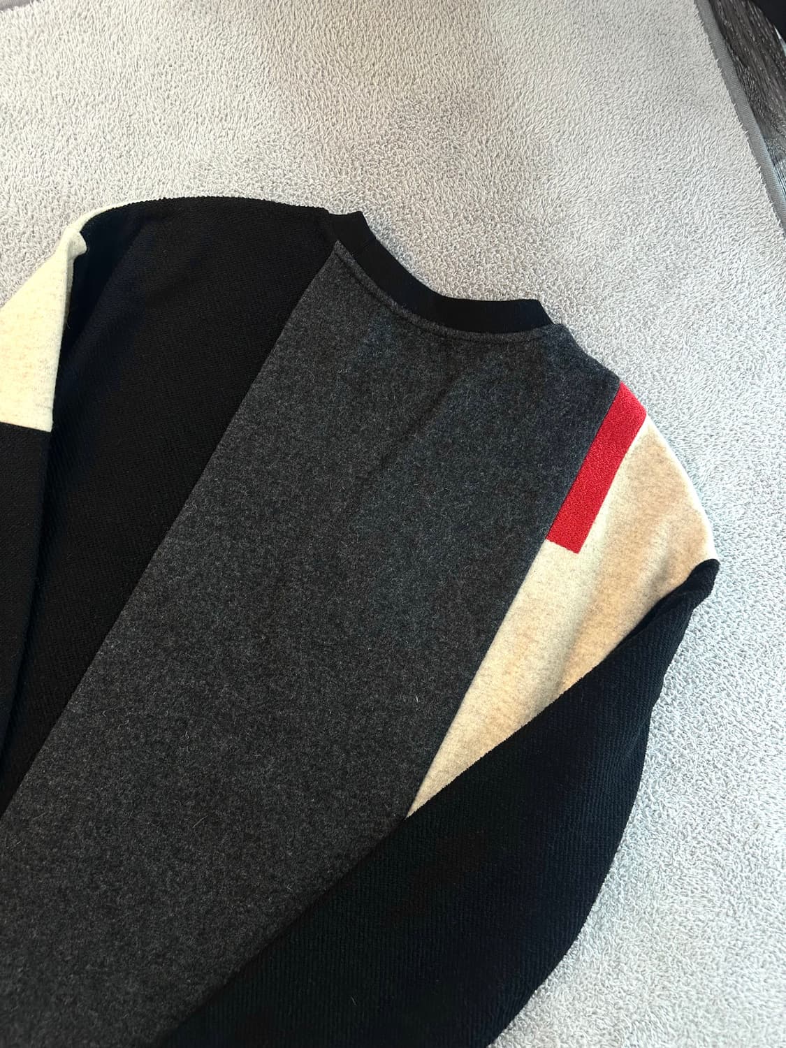 95~100/ 시스템옴므 배색 블럭 니트 오버핏 맨투맨 상품이미지6