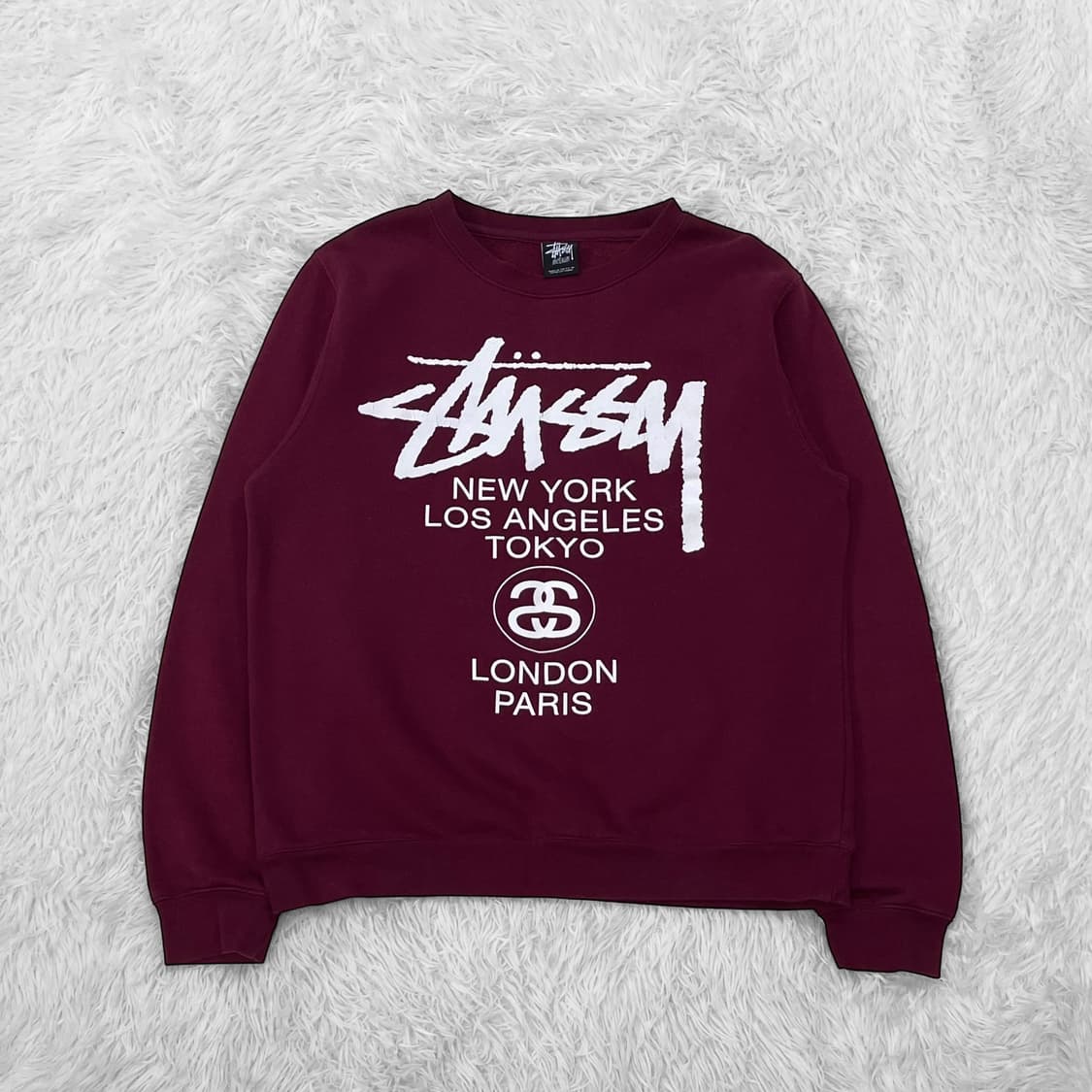 스투시 월드투어 크루넥 맨투맨 버건디 상품이미지2