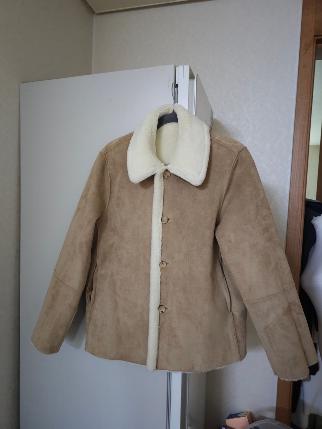 HAUSWOMEN 리버시블 무스탕 양털 코트 상품이미지1