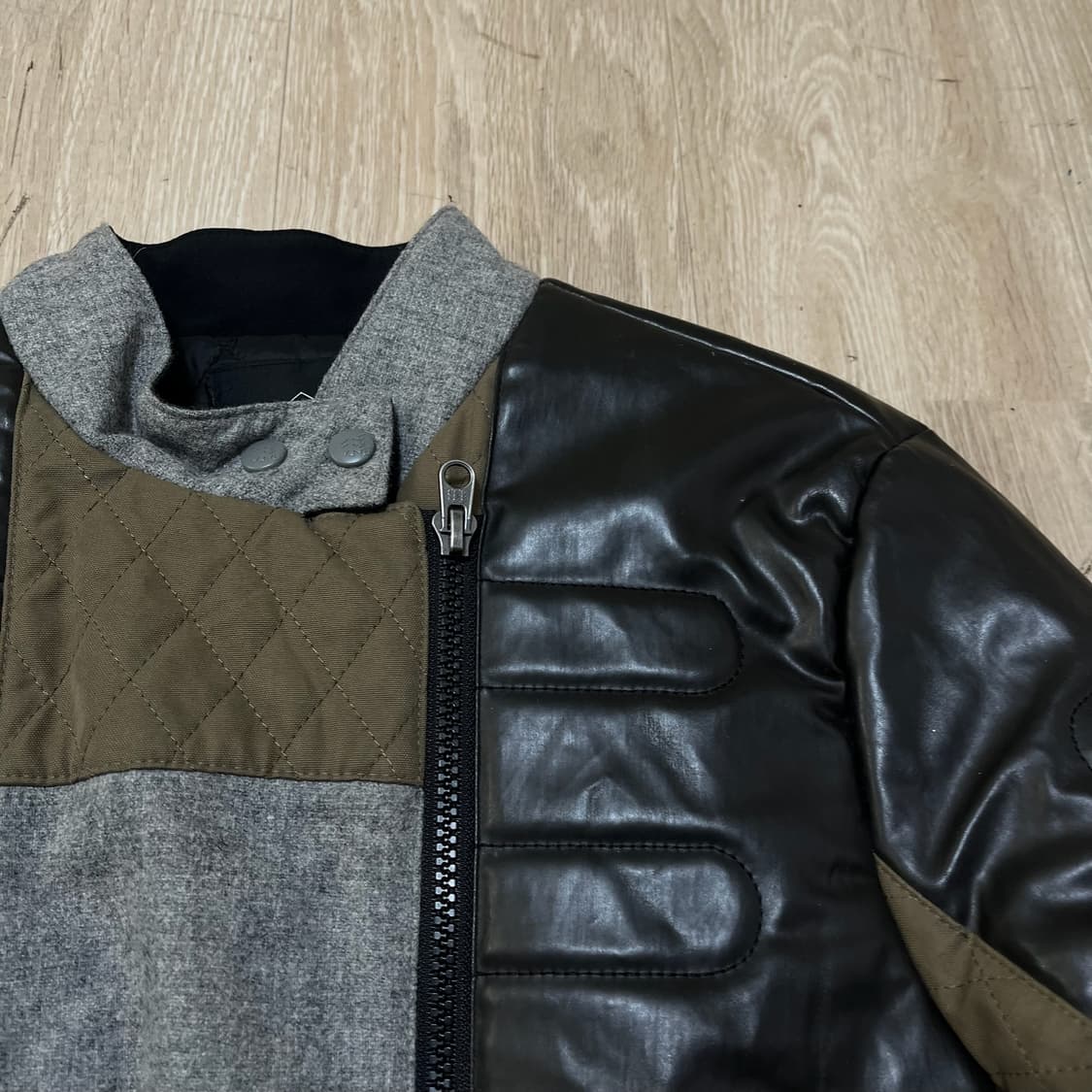 코오롱 스포츠 누빔 가죽 패치 모직 자켓 M/95  상품이미지3