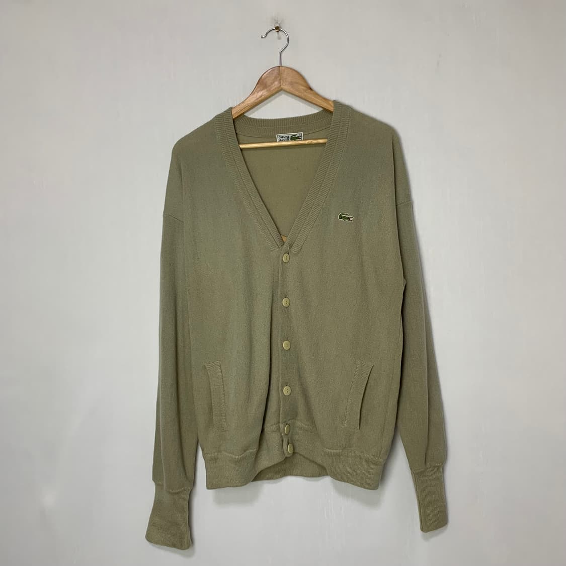 라코스테 루즈핏 브이넥 버튼 가디건 카키 베이지 남성 M 상품이미지1