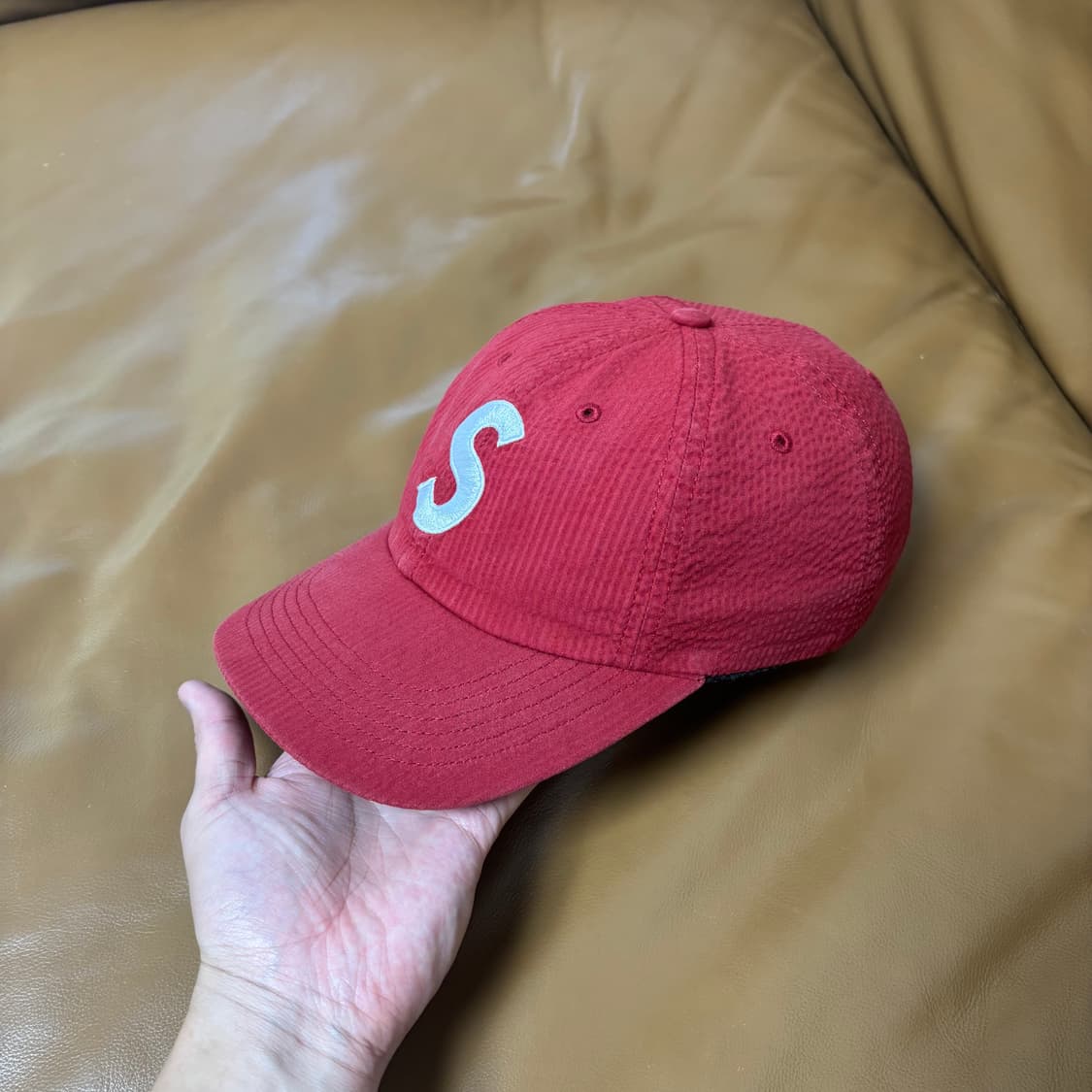 Supreme 슈프림 24ss 씨어서커 레드 S로고 6패널 볼캡 모자 상품이미지5