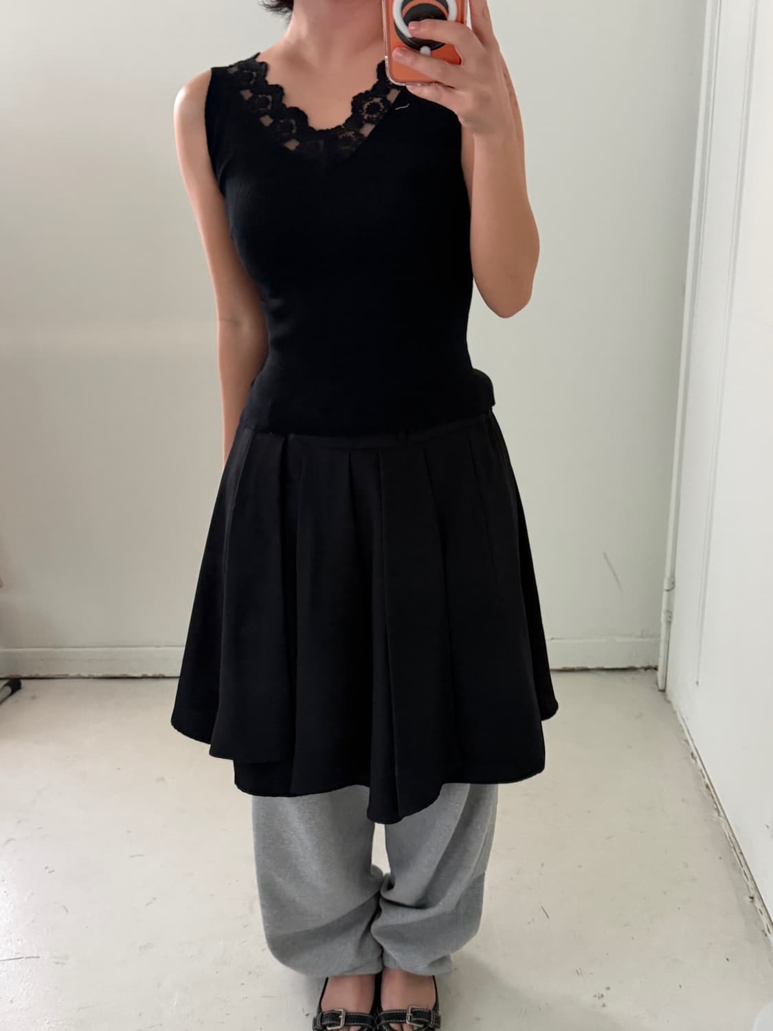 일본빈티지 레이스 블랙 슬리브리스 상품이미지6