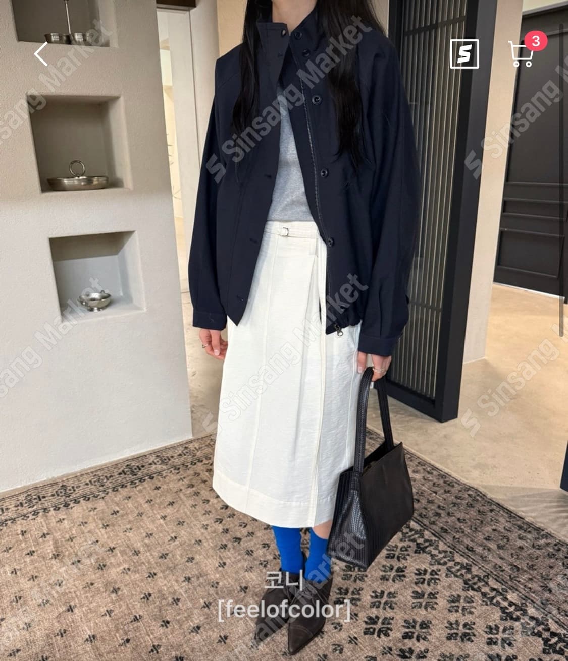 벨트 핀턱 미디스커트 상품이미지2