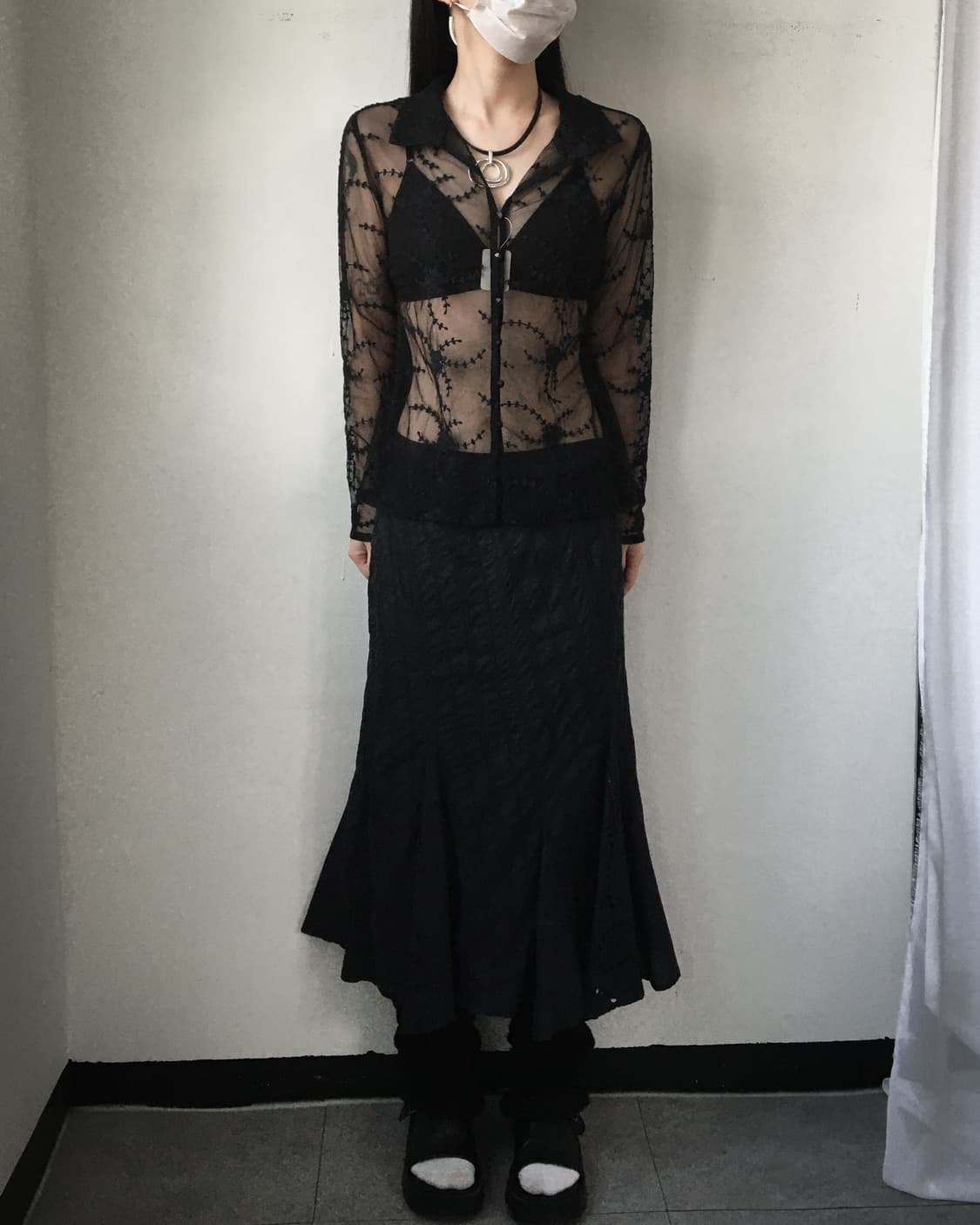Pattern see through shirt 상품이미지4